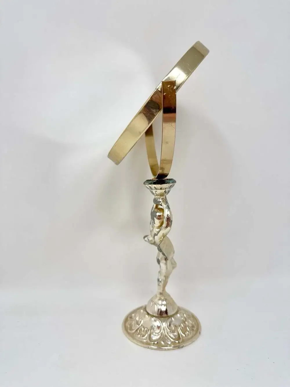 Vintage Italian Cherub Swivel Vanity Mirror MCM Hollywood Regency Aesthetic